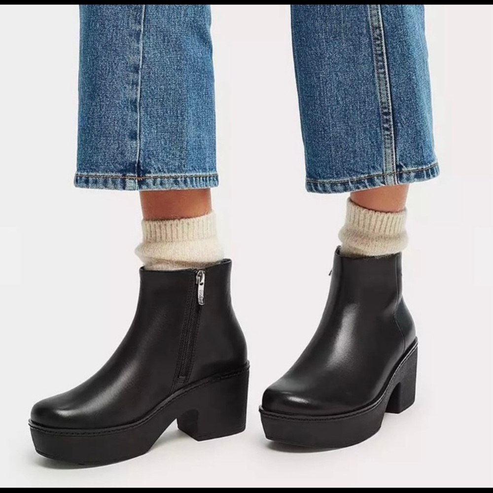 Fitflop Leather Platform Ankle Boot size 7
